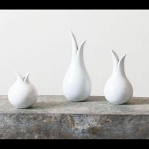 3 white vases from Magnolia Market